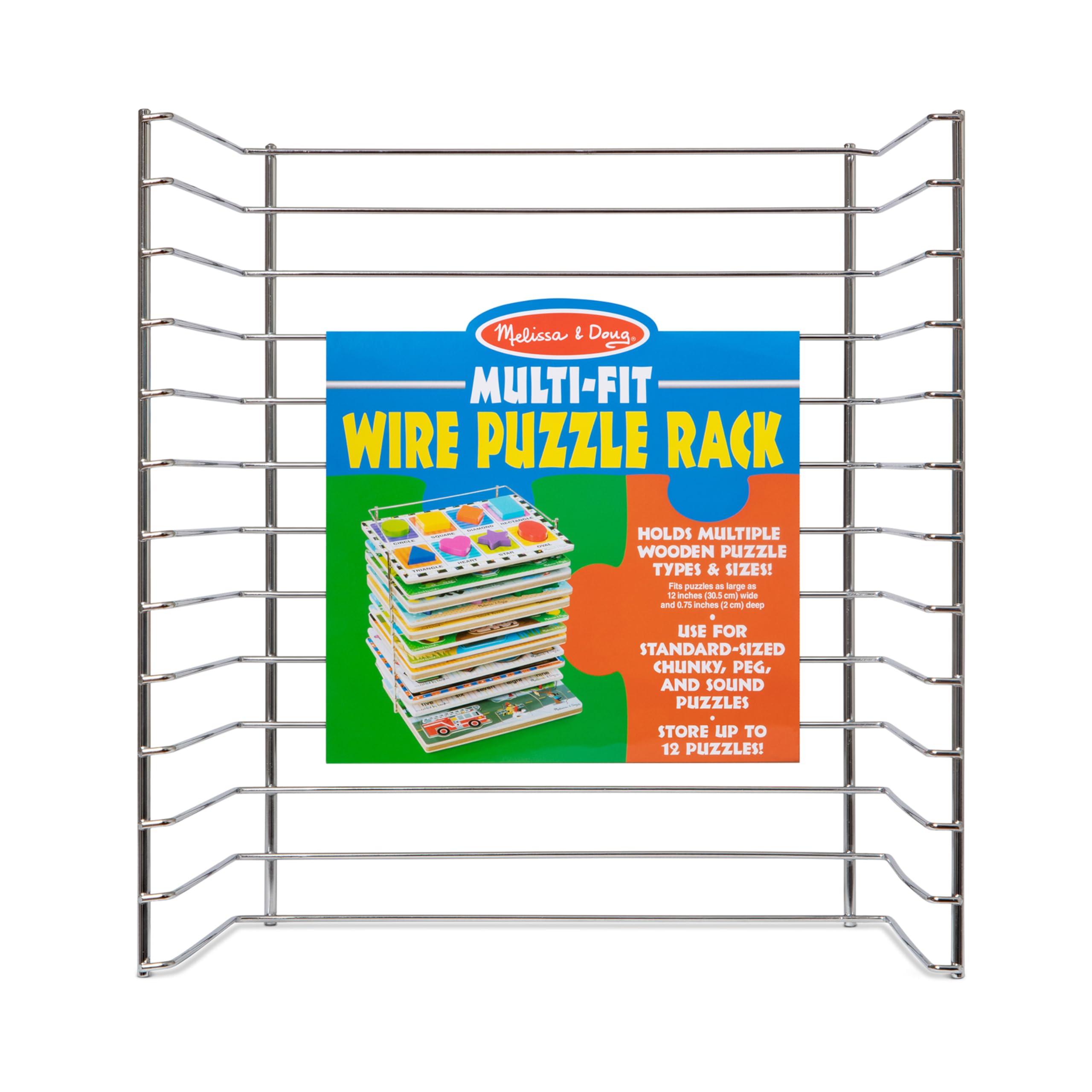 Melissa & Doug Multi-Fit Metal Wire Puzzle Rack 12 inches wide and 0.75 inches deep