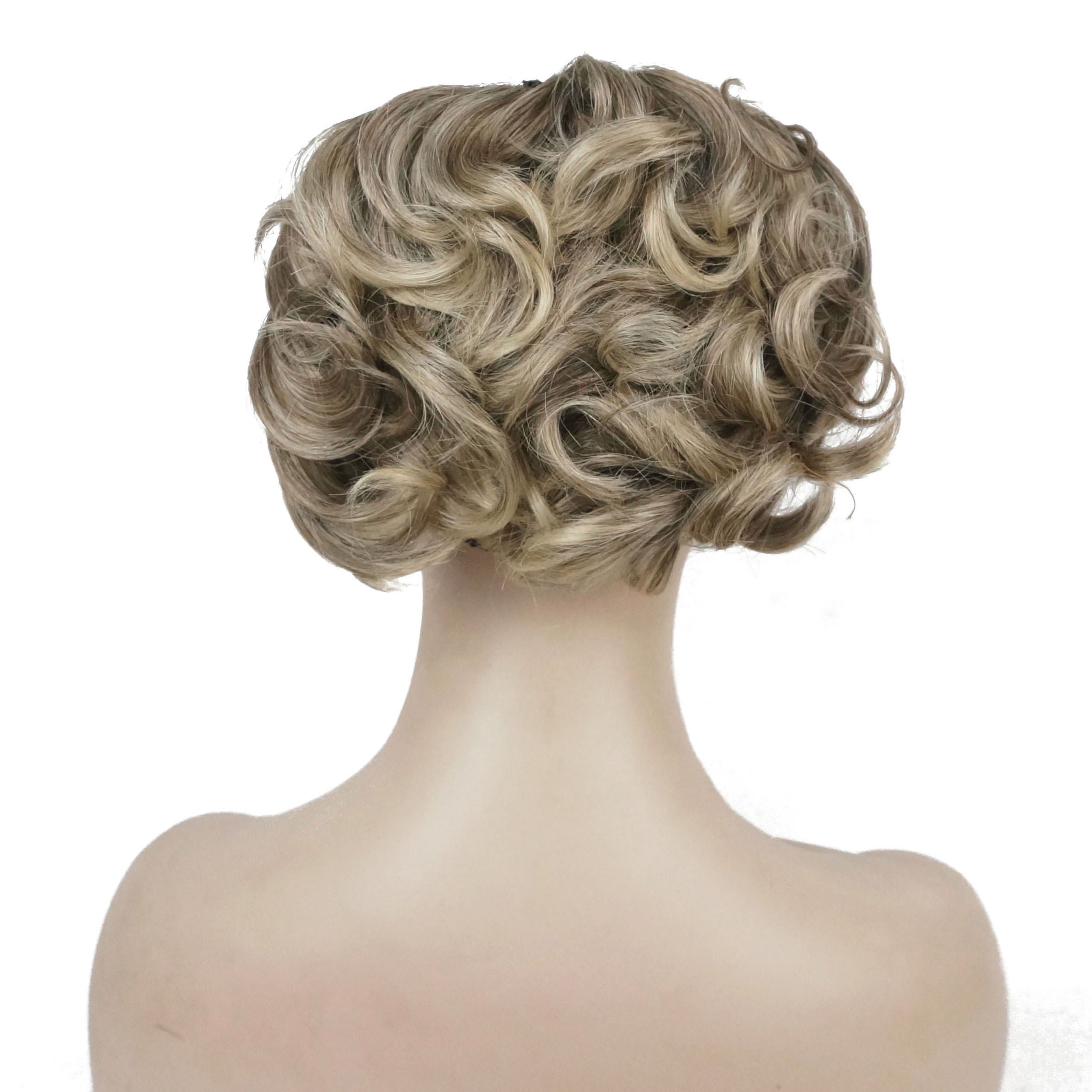 Lydell Short Messy Curly Dish Hair Bun Extension Stretch hair Combs Clip in Ponytail Extension (R10-26)