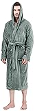 NY Threads Mens Hooded Fleece Bathrobe Plush Long