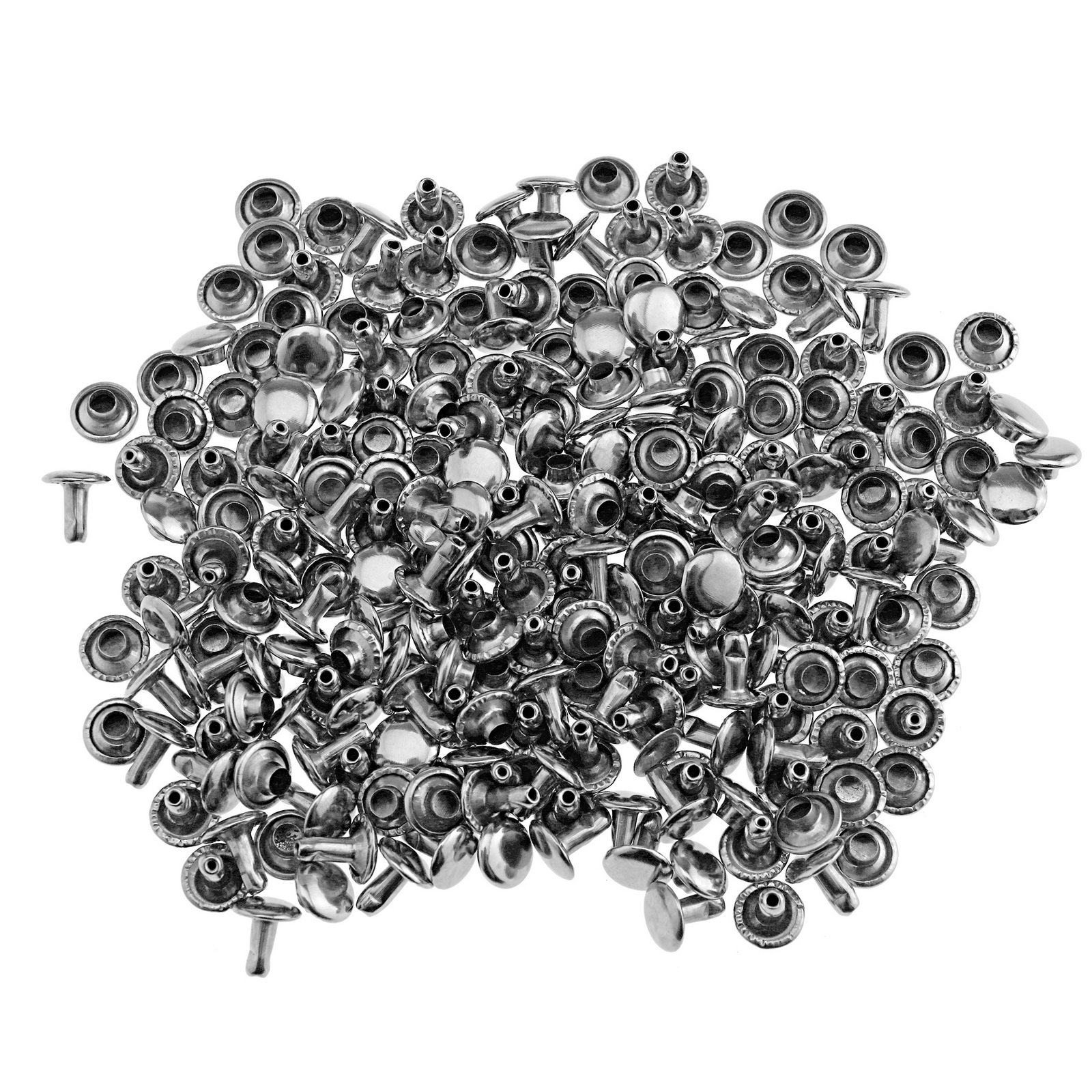 Create idea 100Pcs Silver Double Cap Tubular Rivets Leather Punk Craft Stud Repair Tools Kit 8x8mm