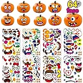 Large Pumpkin Face Stickers Halloween Stickers, Halloween Party | 64 Pack Pumpkin Face Sticker for Halloween Kids Toddlers Halloween Decorating Party Favor Supplies, Halloween decorations