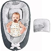 Baby Lounger Baby Nest Portable Co Sleeping Baby Lounger for Crib Bassinet Double-Sided Newborn Nest Bed with Pillow for…