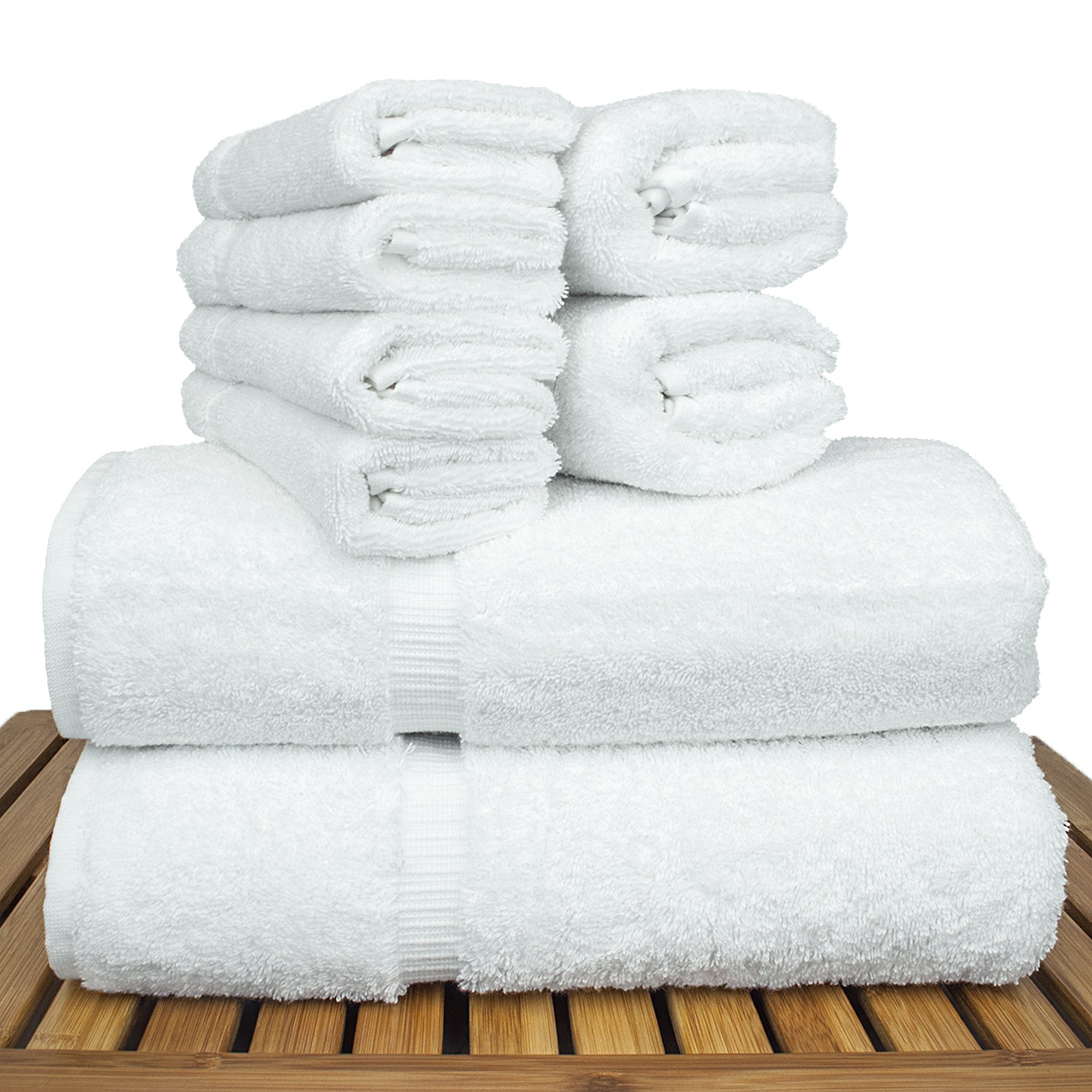Chakir Turkish Linen 8Piece Turkish Cotton Towel Set with 2 Bath Towel