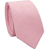 BELLUNO Men's 2.5 inch Skinny Solid Cotton Linen Ties