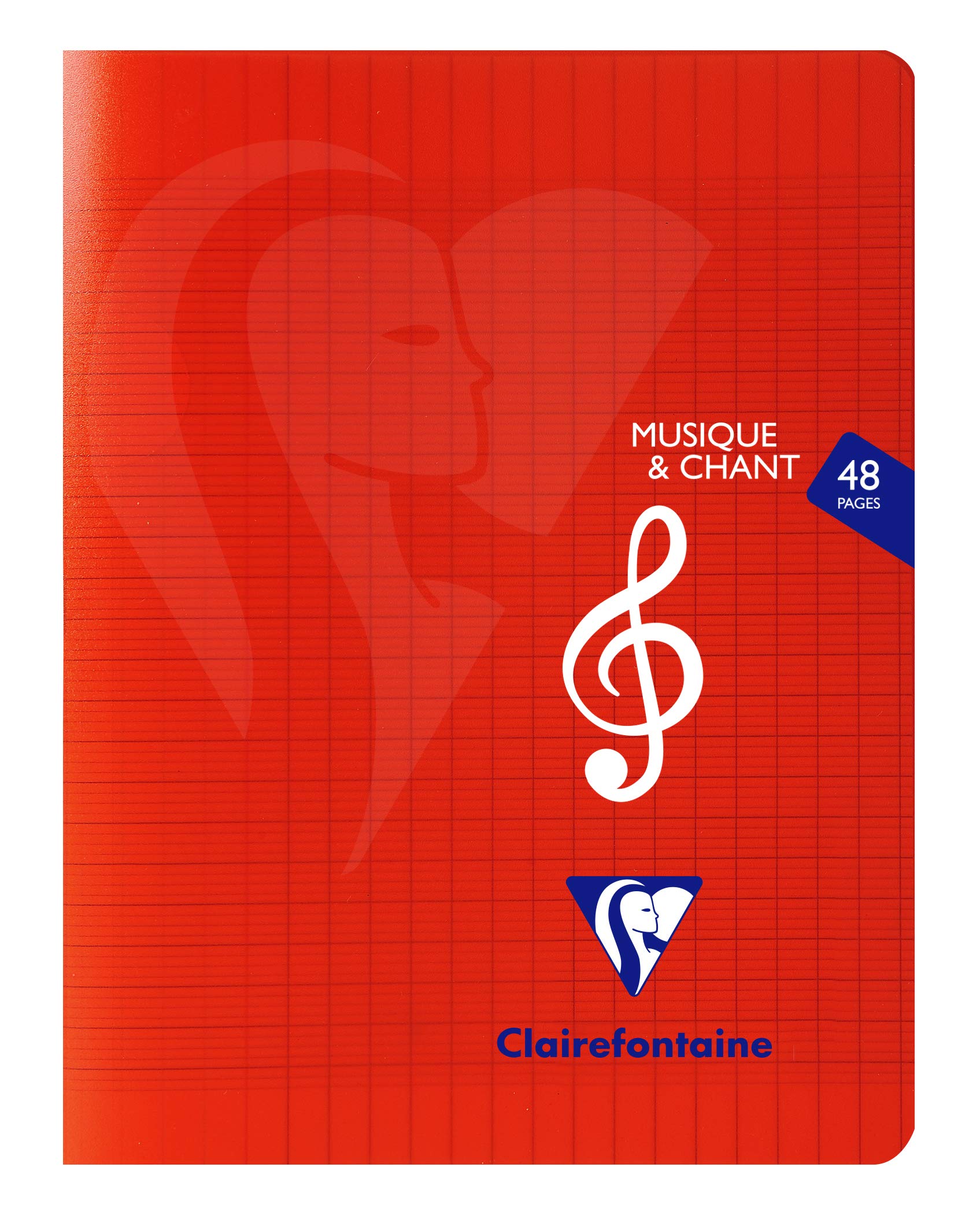 Clairefontaine 303797C Set of 10 Music Stapled Notebooks 17x22cm - 48 Pages Seyes Ruled, Spans w/ Lines - White Paper 90g - Clear Polypro Cover - Random Colours