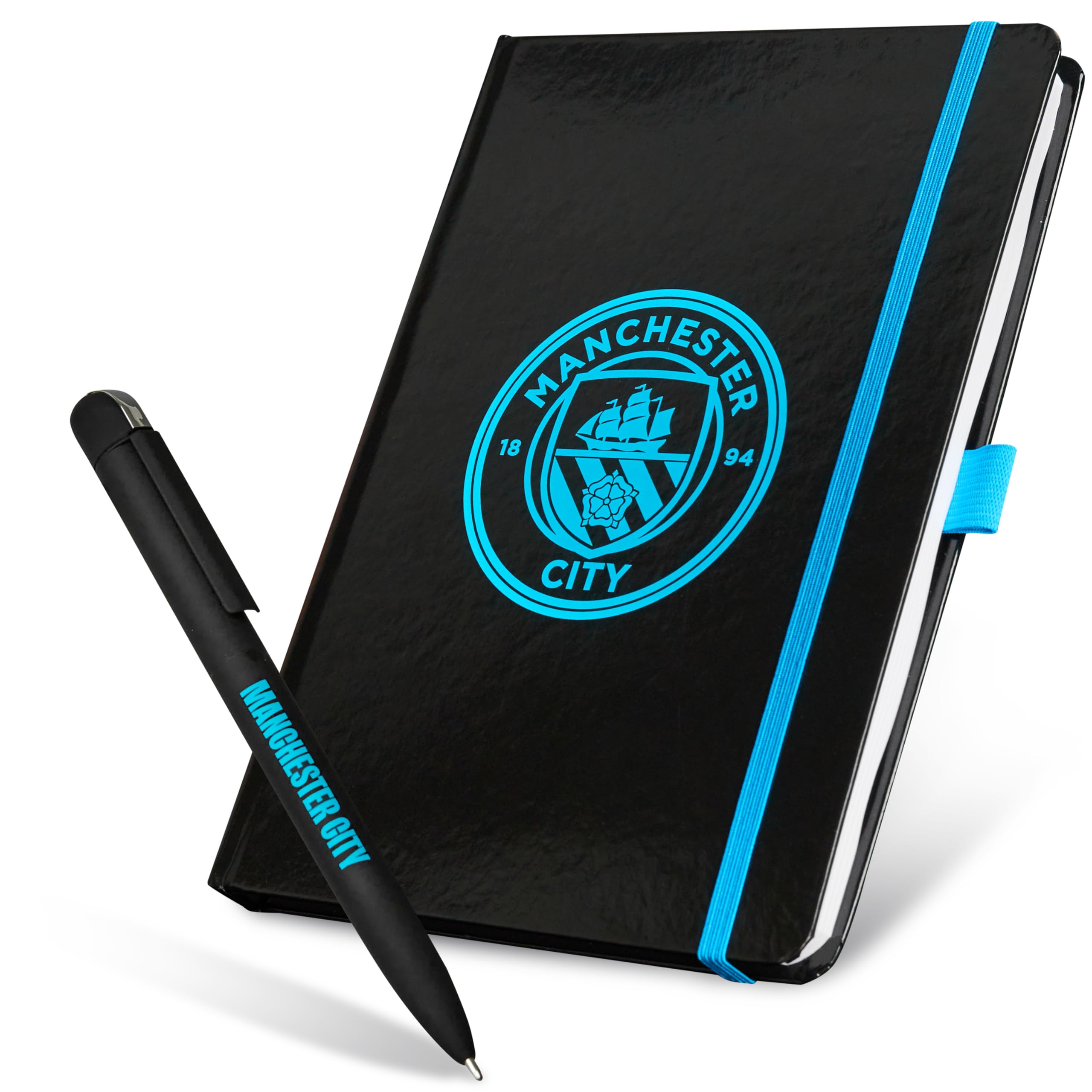 MANCHESTER CITY F.C. Stationery Set with Notebook & Ballpoint Pen, Stationery Supplies Work Office Gifts for Men
