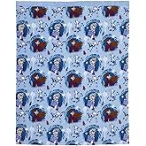 Disney Frozen 2 Reversible Dual Sided Super Soft Fleece Toddler Blanket, 40" x 50" Featuring Anna, Elsa & Olaf, Magical Journey, White, Light Blue, Lavender and Teal