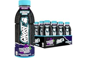 GHOST Hydration Drink, Welch’s Grape - RTD Sports Drink with Electrolytes, Natural Vitamins & Minerals - All Day Lifestyle Hydration Beverage - Zero Caffeine & Zero Sugars - 16.9 Fl Oz, 12 Pack