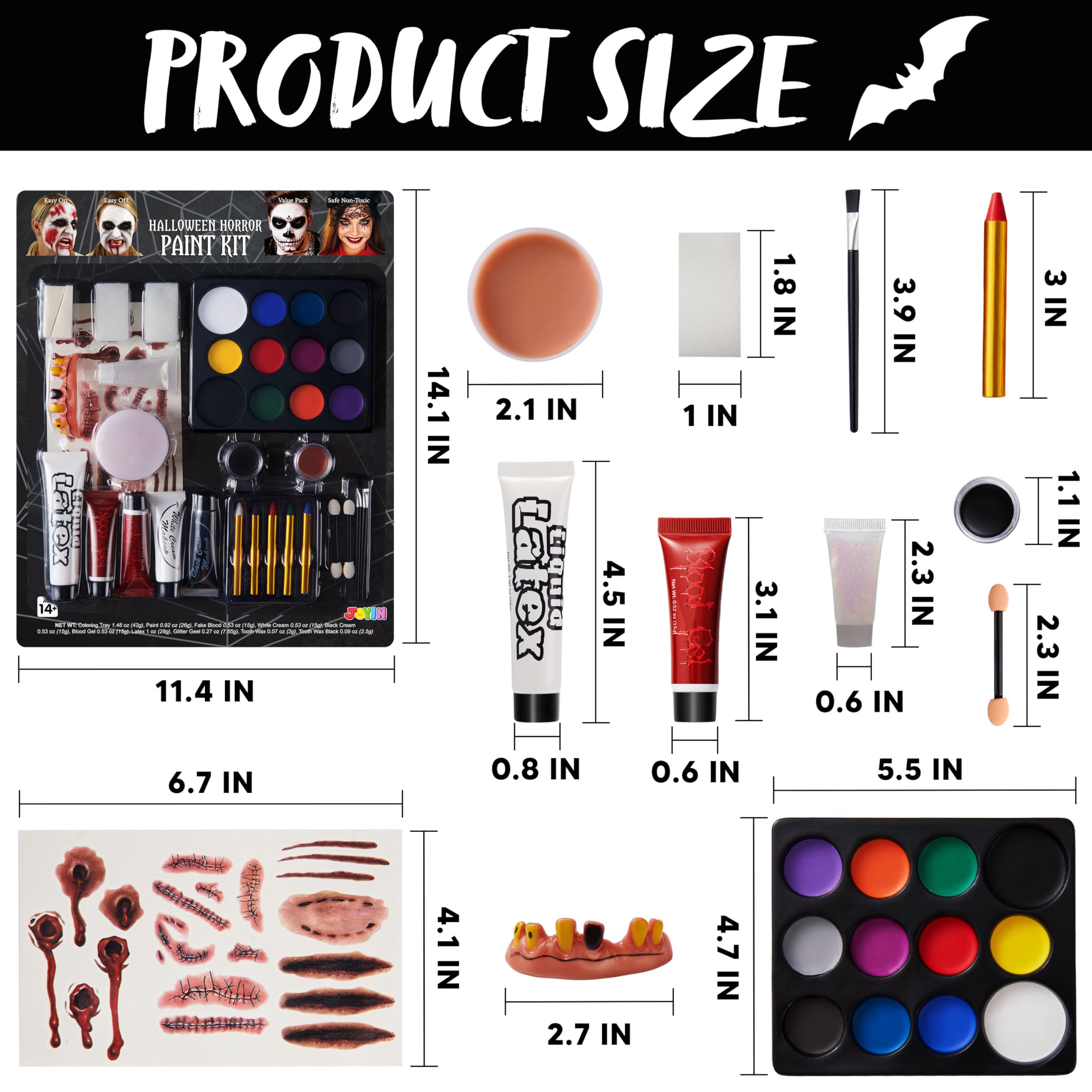 JOYIN Halloween Makeup Set Ultimate Family Party Pack All-in-one Easy On Set for Halloween Fake Blood Costume Party Supplies, Zombie Cosplay, Face Paint & Body Paint, Party Favors