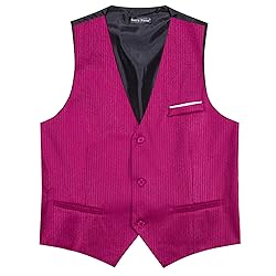 Barry.Wang Mens Hot Pink Formal Vest Striped Casual