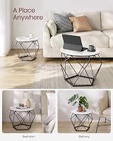 VASAGLE Round Coffee Tables Set of 2 White Black LET040B59 view 3