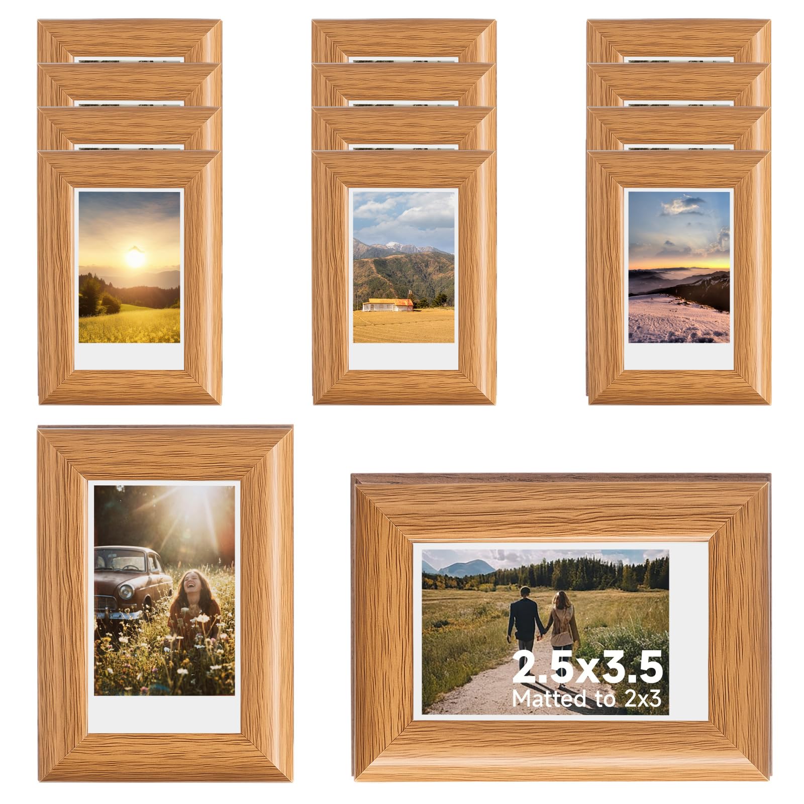 Photo 1 of 12 Pcs 2x3 Small Picture Frame Mini Photo Shadow Box Frame Compatible with Fuji Instax Mini 12/11/evo/41/40/99/se/9/8/7 3 Inch Films, Standing Desk Photo Holder Valentine's Day DIY Home Decor (Wood)