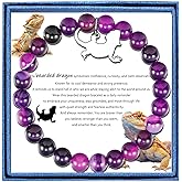 PARTNER Cute Bearded Dragon Gifts for Women Bearded-dragons Natural Stone Beaded Healing Bracelet for Reptile Lover