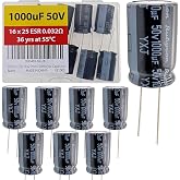 1000uF 50V 16x25mm Rubycon Electrolytic Capacitor Low ESR 0.032&Omega; Long Life 36yrs at 55 Degree C mfd mircofarad Micro Farad Radial Lead Aluminum Capacitors (Pack of 8)