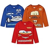 Disney Cars Lightning McQueen Boys 3 Pack Long Sleeve Shirt for Toddler and Big Kids