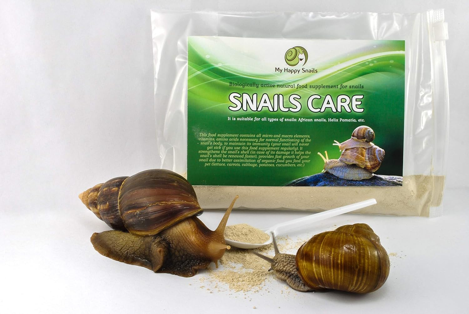 Land Snail Food Big Pack 17.6 oz or 500 Grams - Land Snail Food Protein + Calcium + Minerals - for All Types of Pet Snails : Garden Snail, Giant African Snail, Helix Aspersa, Pomatia etc