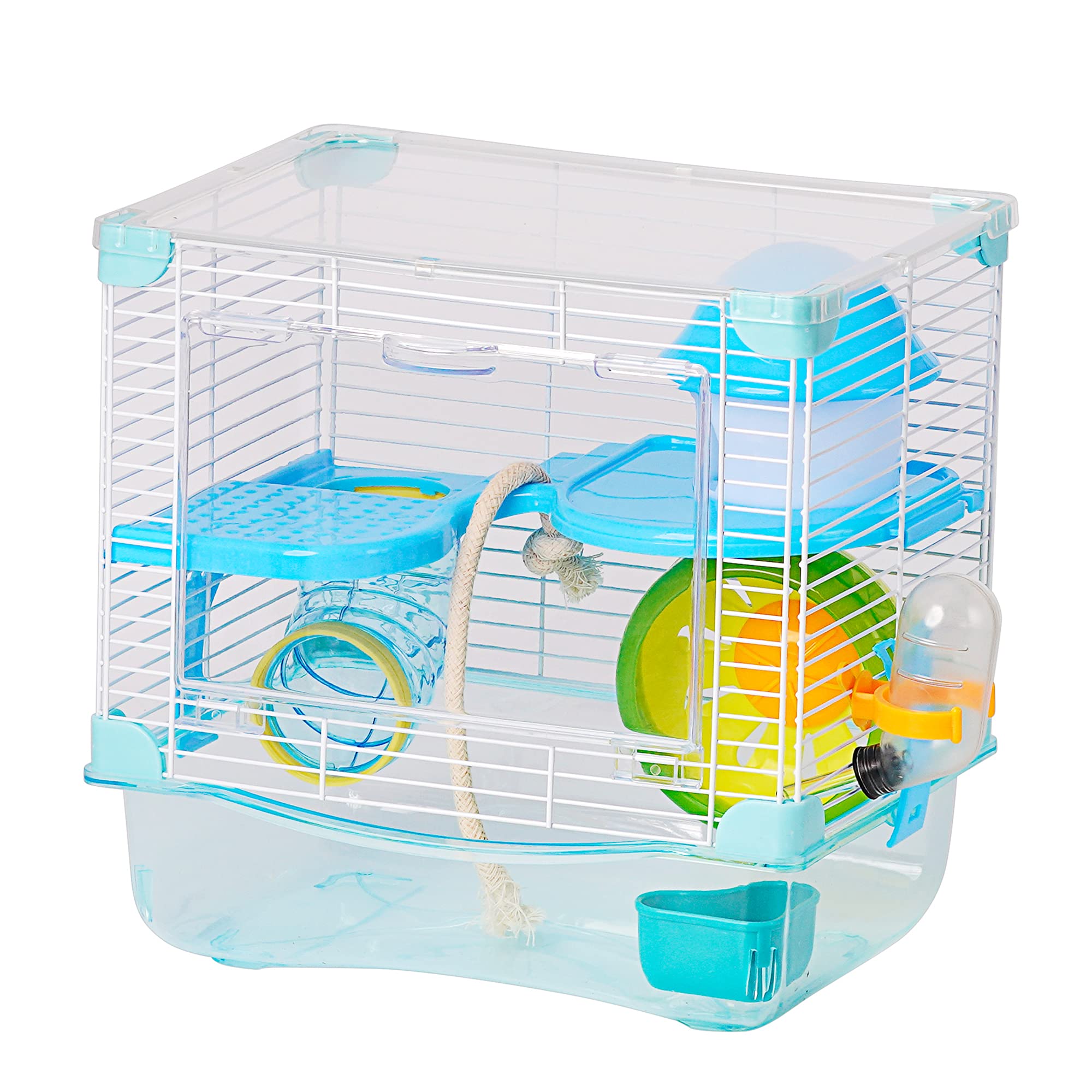 Roborowski Hamster Cage 27 x 21 x 27 cm Small Drinking Trough Feeding Bowl (Blue)