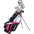 Aspire XD1 Ladies Womens Complete Right Handed Golf Clubs Set Includes Titanium Driver, S.S. Fairway, S.S. Hybrid, S.S. 6-PW Irons, Putter, Stand Bag, 3 H/C's Pink