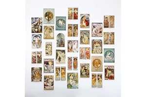 EDENMS Alphonse Mucha Art Postcards, Famous Painting Artwork Post Cards Bulk Pack(30 Pack), Aesthetic Art Picture Collage Kit for Wall, Postcards Poster for School Students Teacher Thank You Note Cards