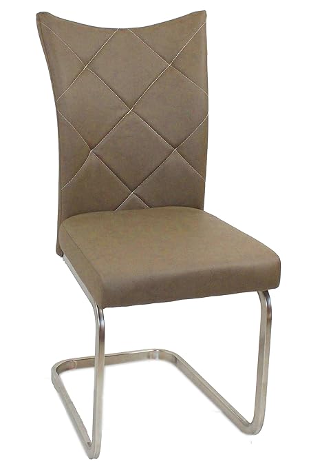 furnTastic Sierra Schwingstuhl, 4er Set, Lederoptik, Cappuccino