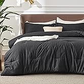 Bedsure Oversized Queen Comforter Set - Black Soft Bedding for All Seasons, Cationic Dyed Bed Set, 3 Pieces, 1 Oversized Queen Size Comforter (98"x98") and 2 Pillow Shams (20"x26"+2")