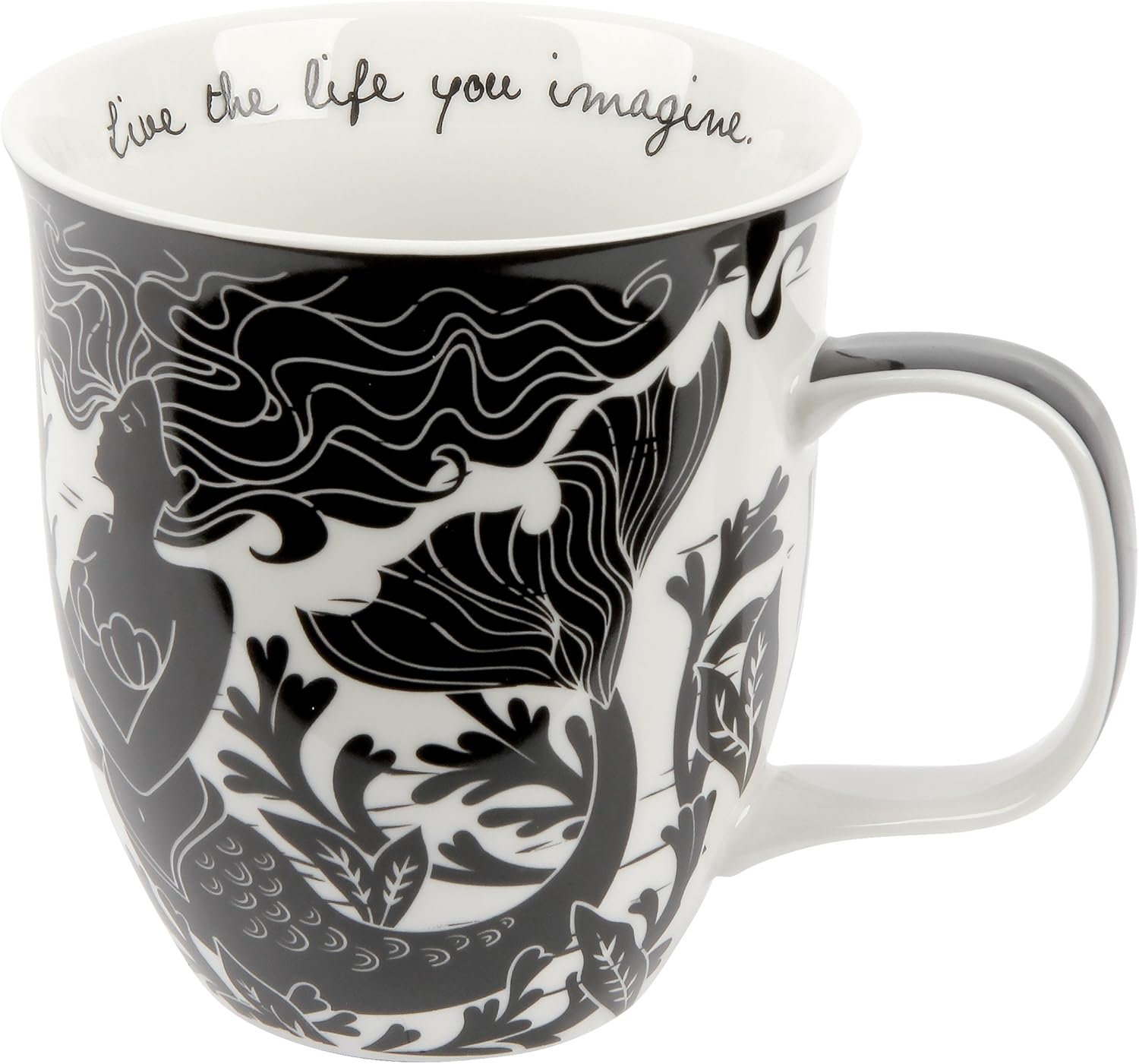 Black and White Mermaid Ceramic Mug
