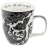 Karma Gifts 14 oz Black and White Boho Mug Mermaid - Cute Coffee and Tea Mug - Ceramic Coffee Mugs for Women and Men