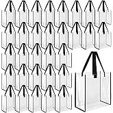 Eccliy 30 Pack 12x12x6 Inch Clear Tote Bag Stadium Approved Bulk Plastic Beach Tote Gift Bag with Handle for Gym Sports | 30 Pack, 12x12x6 Inch, Stadium Approved, Bulk, Tote Gift Bag, with Handle