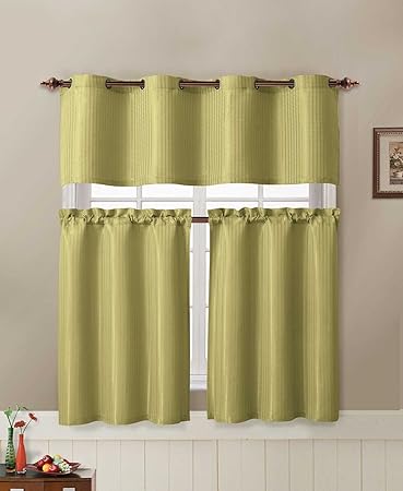Amazon Com Victoria Classics Jacquard Kitchen Window Curtain Set