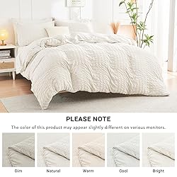 HYMOKEGE Ivory Twin XL Comforter Set Seersucker 5