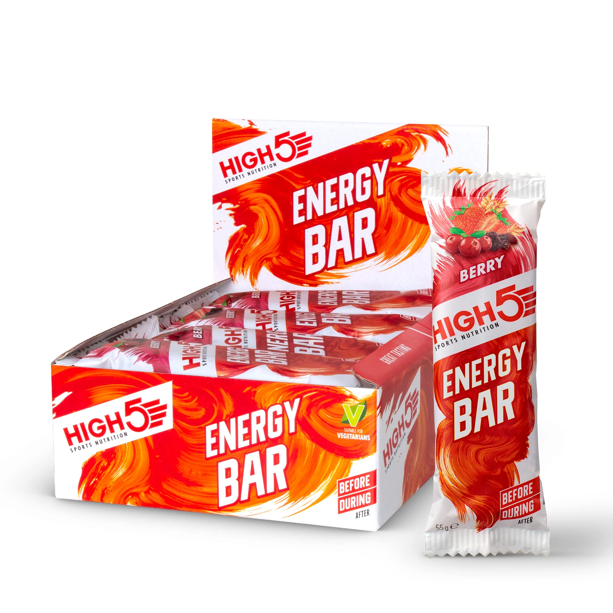 HIGH5 Energy Bars - High Carb Energy Bars for Running, Cycling & Hiking - Vegan Oat Bars with Real Fruits - Healthy Snacks for Adults - Snack Bars Multipack for Training & Racing (12x55g, Berry)