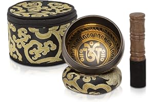 WISH WELL Tibetan Singing Bowl Set 4" – Handcrafted in Nepal with Storage Case – Meditation Sound Bowl for Sound Healing, Sound Bath, Reiki, Yoga, Mindfulness & Meditation Accessories