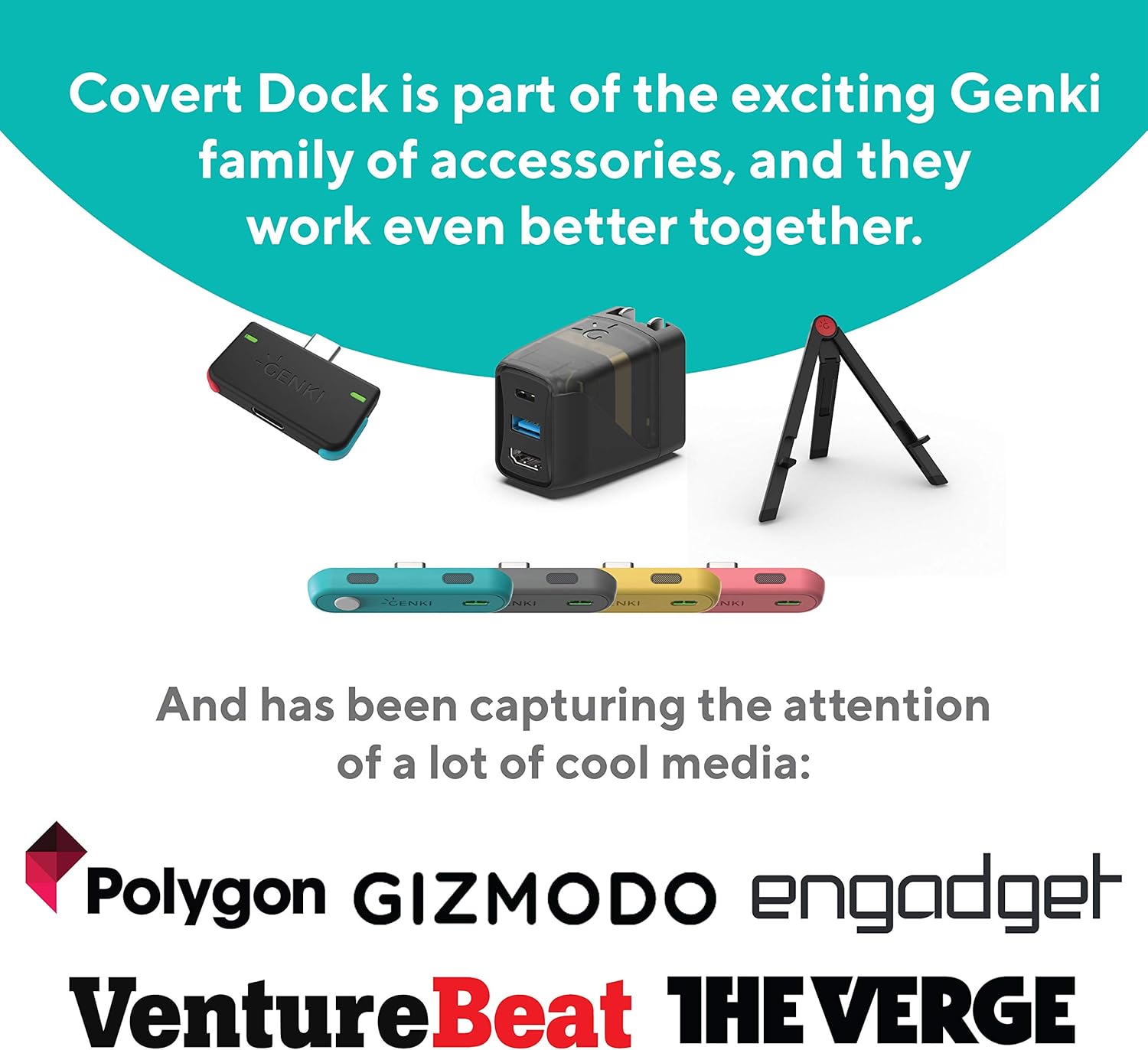 Human Things GENKI Global Covert Dock for Nintendo Switch - Ultra Portable Dock and USB-C 3.1 Cable for TV Docking & Charging, Additional 3 Regional Adapters Included: Computers & Accessories
