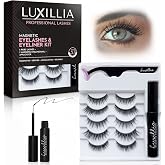 Luxillia Magnetic Eyelashes with Applicator Kit - 5 Pair Natural Eye Lashes | No Glue Needed - Applies Like Liquid Eyeliner, 5 Pairs Magnetic with lashes applicator