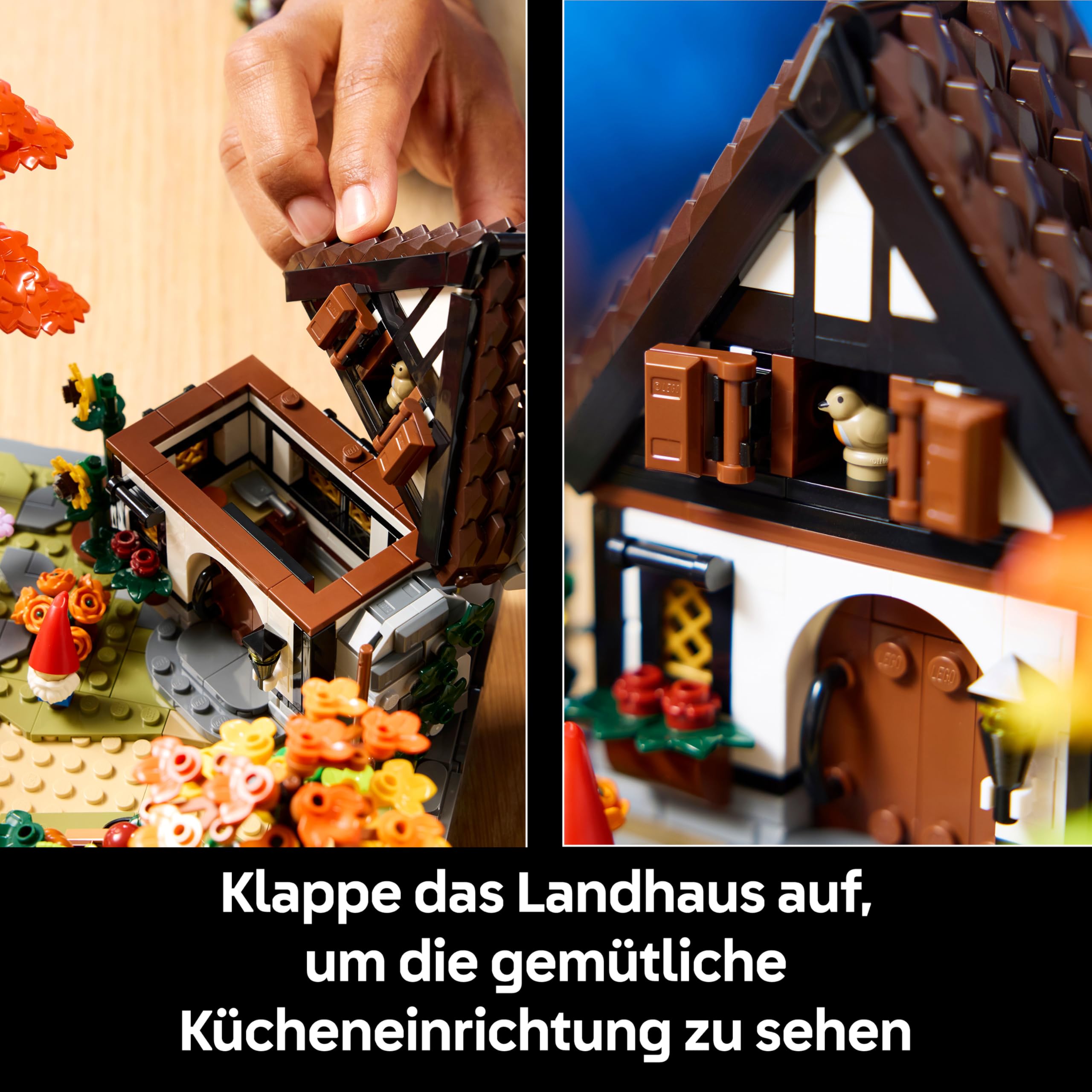 LEGO Icons Herbstlicher Landhausgarten - umgestaltbare Schreibtischdeko für Erwachsene - Tiere Minifiguren - Modellbau im Landhausstil - Kreatives Bauset - Geschenk für Männer & Frauen - 11372 4