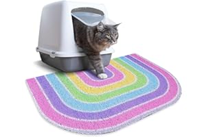 Unicorn Catcher Cat Litter Mat Quality Litter Box Mat Large Non-Slip Cat Litter Mat Litter Trapping Mat Soft Kitty Litter Mat Compatible Two Litter Boxes Cat Products Easy to Clean,Pink,M