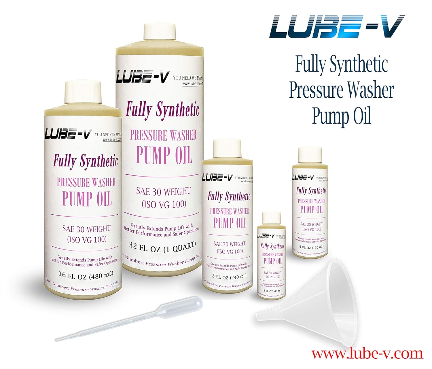 LubeV Full Synthetic Pressure Washer Pump Oil, Non