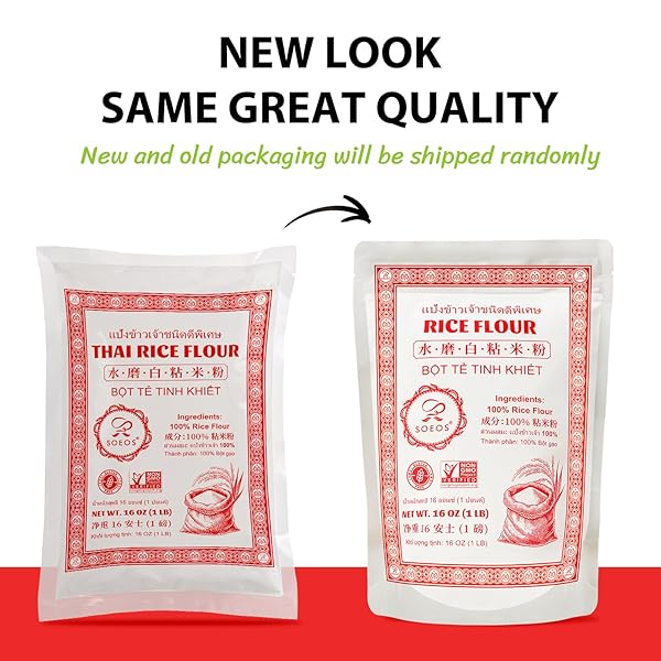 SOEOS RICE FLOUR 16 OUNCE (BASIC), 1 POUND (PACK OF 1) , RICE FLOUR FOR BAKING OR COOKING WITH RESEALABLE BAG, ALL NATURAL FOR SOURDOUGH BREAD, VEGAN, GLUTEN-FREE