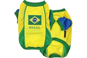 Parisian Pet Dog Jersey – Embroidered Brasil Mesh Fabric Soccer & Sportswear – Lightweight Football Olympic Pet Clothes for Large Dogs - 3XL