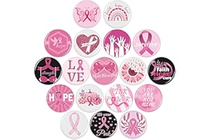 SEPGLITTER 54pcs Breast Cancer Awareness Buttons Brooch Pins Pink Hope Ribbon Round Badges for Breast Cancer Awareness Party Favors Supplies Decorations Accessories