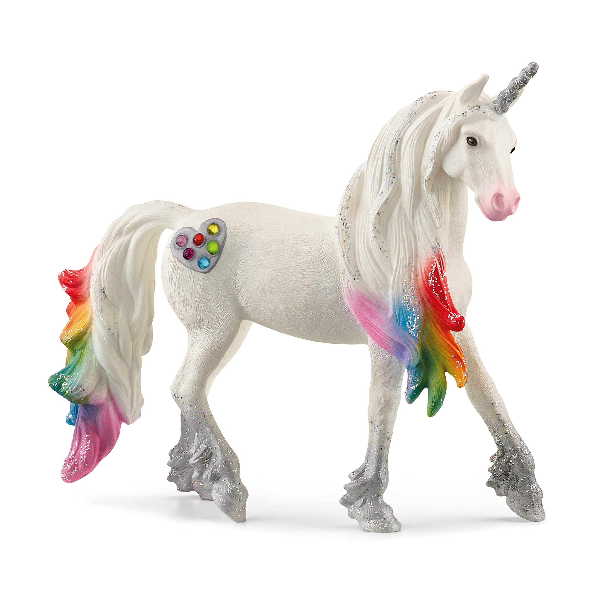 SCHLEICH bayala, Unicorn Toys for Girls and Boys, Rainbow Love Unicorn Stallion with Glitter and Rhinestone Details, Ages 5+