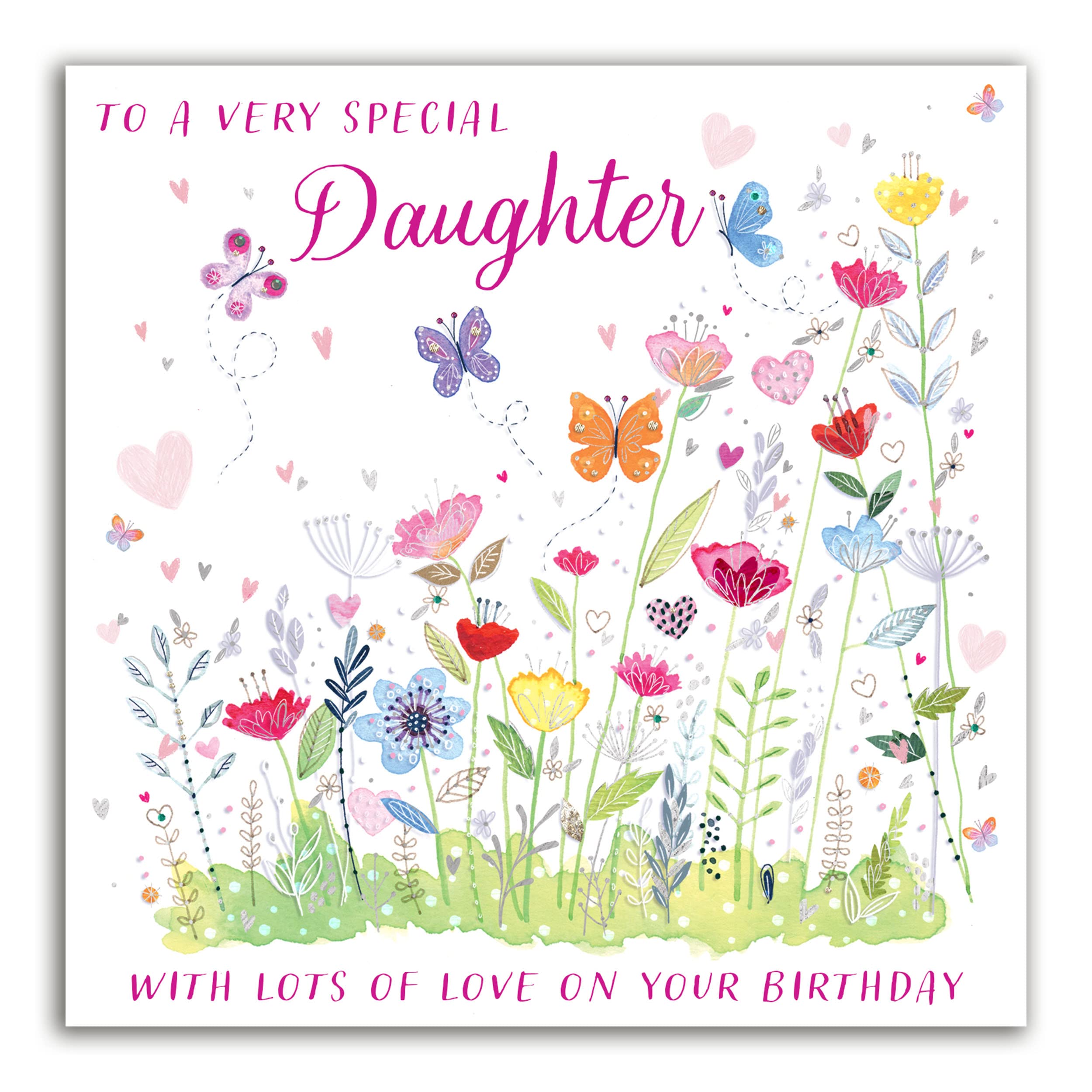 The Heritage Press 'To a Very Special Daughter' - Floral Greeting Card with Pretty Foil Finish and Envelope for Daughter from Mum and Dad - Made in UK - 160X160mm