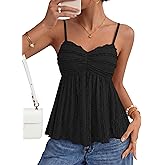 ZESICA Womens Summer Spaghetti Strap Tank Tops 2026 Going Out Sleeveless V Neck Flowy Y2K Cami Top Beach Vacation Outfits