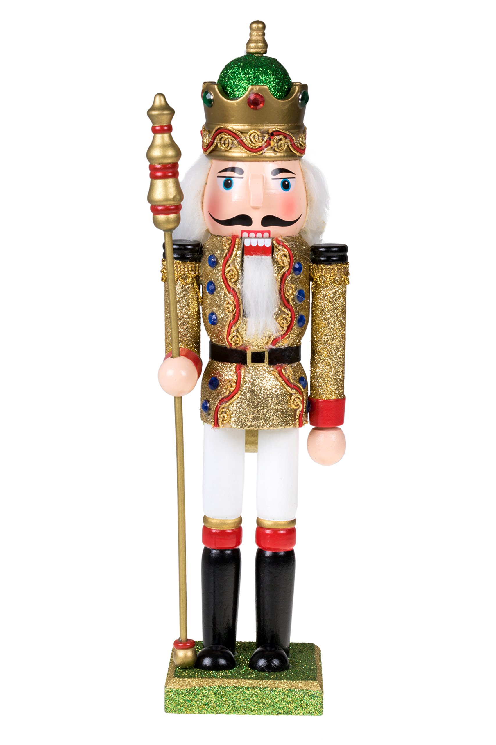 Photo 1 of **MINOR DAMAGE**
Clever Creations Gold King 12 Inch Traditional Wooden Nutcracker, Festive Christmas Décor for Shelves and Tables