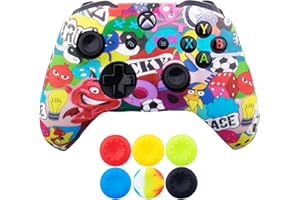 9CDeer 1 Piece of SiliconeTransfer Print Protective Cover Skin + 6 Thumb Grips for Xbox One/S/X Controller Grimasse