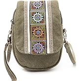 Goodhan Embroidery Canvas Crossbody Bag Cell phone Pouch Coin Purse for Women
