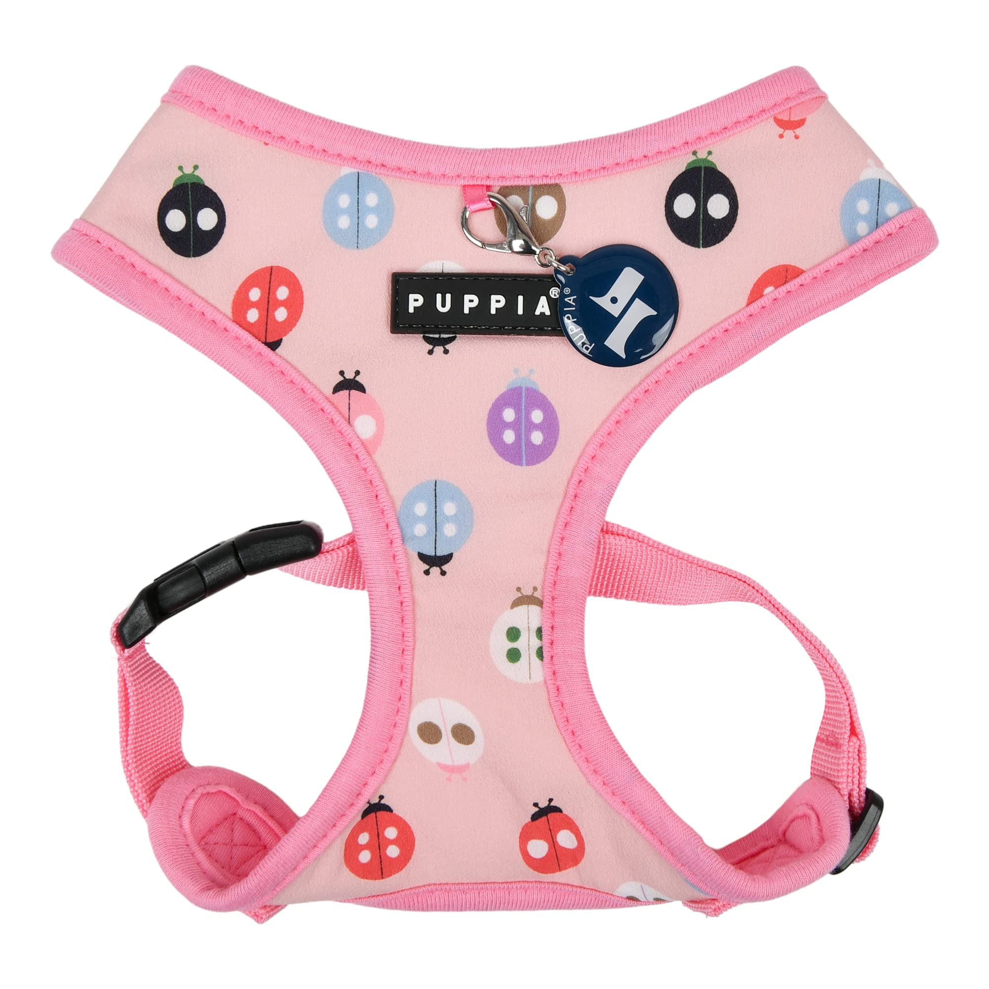 Puppia Lady Beetle Over-The-Head Dog Harness No Choke No Pull Adjustable Chest Belt Walking Training for Small and Medium Dog - Pink - L