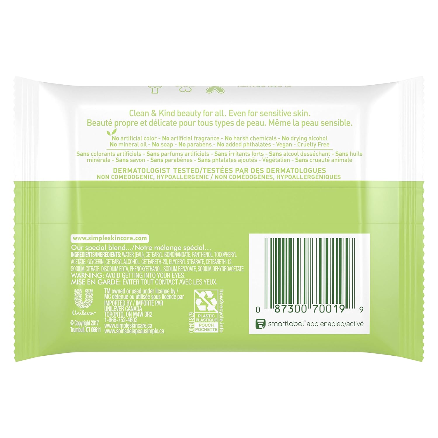 Simple Cleansing Facial Wipes, Oil Balancing 25 ct: Beauty