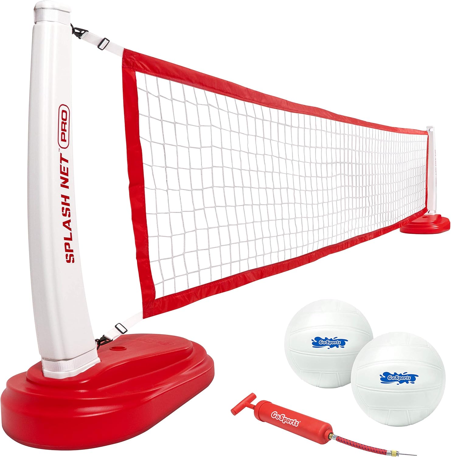 GoSports Splash Net PRO Pool Volleyball Net Includes 2 Water Volleyballs and Pump, Red : Sports & Outdoors