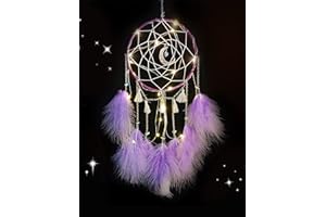 Nice Dream Purple Dream Catchers, Room Nursery Decor for Girls Boys, Handmade Feather Wall Decor with Lights, Home Ornaments Craft Gift for Bedroom